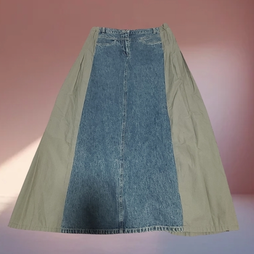 Together Denim and Tan A-Line Skirt